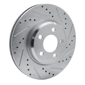 Chrysler 300 Brake Rotor (1) - Front Right - R1 Concepts - Drilled & Slotted - Silver - `05-`23